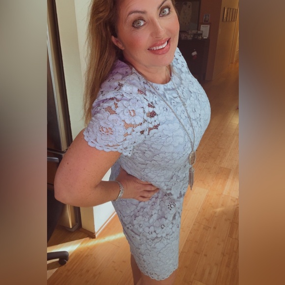 Lauren Ralph Lauren Lace Midi Dress in Light Blue - Picture 3 of 13